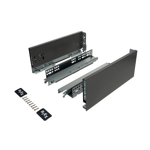 RiexTrack skryté výsuvy s dvojitou bočnicou, 121/300 mm, tmavosivá - F000189