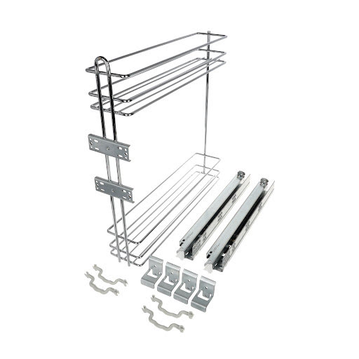 Riex GD34 bočné koše, drôt, skryté celovýsuvy Blum, 3D úchyty, pravý, W150, chróm - F001846
