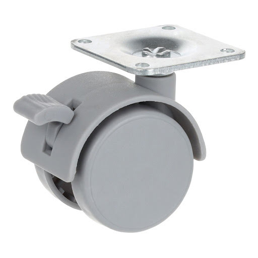 Riex GC10 nábytkové koliesko D40, platnička 42x42x2 mm, brzda, sivá - F002327