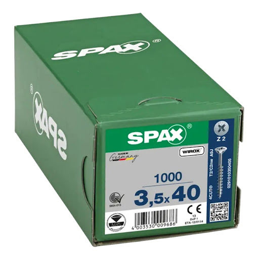 Spax skrutka do drevotriesky 3,5x40 mm, PZ2, zapustená hlava, biely zinok (1000 ks balenie) - F010356
