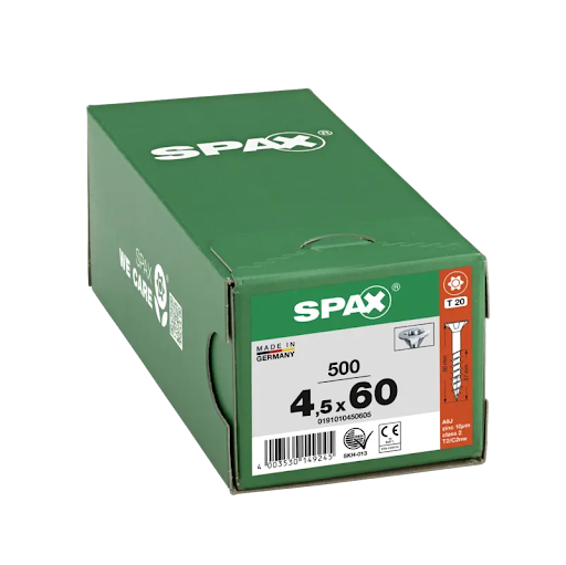 Spax skrutka do drevotriesky 4,5x60 mm, TX(T20), zapustená hlava, biely zinok (500 ks bal.) - F010366