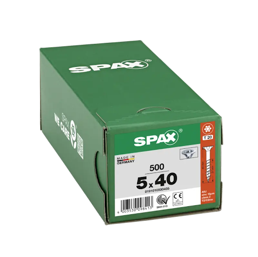 Spax skrutka do drevotriesky 5,0x40 mm, TX(T20), zapustená hlava, biely zinok (500 ks bal.) - F010368