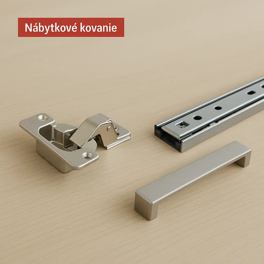 Kvalitné nábytkové kovanie, výsuvy a pánty pre funkčné vstavané skrine a nábytok.