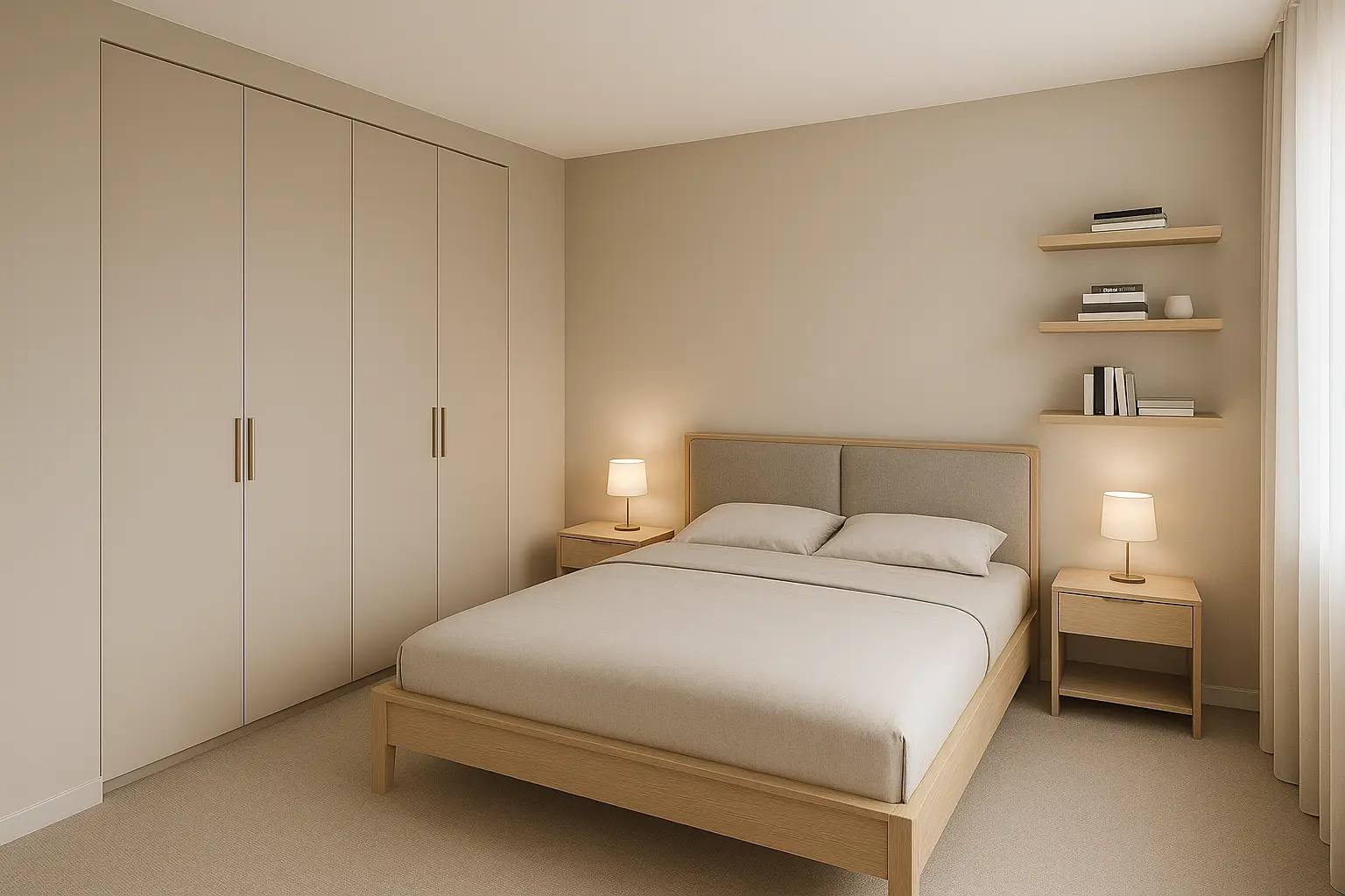 Elegantná skriňa do spálne na mieru od ComfyDoor s lesklými posuvnými dverami pre pokojnú atmosféru.